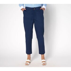 Studio Park Women's Plus Sz Pants 1X x Rosina Grosso Twill Ankle Blue A688566